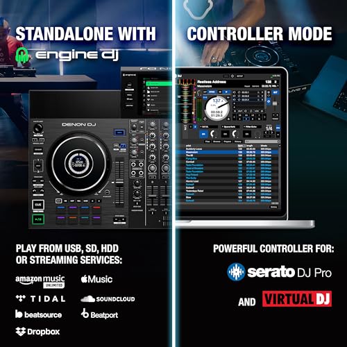 Image of Denon DJ SC LIVE 4 Standalone DJ Controller with Stem Separation on 4-Decks, Wi-Fi Streaming, Build-in Speakers, Serato DJ and Virtual DJ Compatible | True 4-Deck Standalone Dj System, 7 Multi-Gesture Touchscreen, WI-FI Streaming, Built-in Speakers, Serato Dj Pro Included