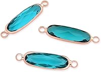 Vista 9 de CCP9-G4 - Conector de piedra natal transparente de abril de grado A de Adabele de 0.827 in, barra rectangular chapada en oro amarillo de 18