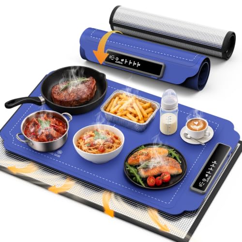 Warming Mat for Food, Electric Warmer Mat with Heat Resistant Pad | Fast Heat, 24' × 15', Child Lock, Roll Up, Easy Clean, 4 Temp, 5H Timer, Heating Mats for chafing dishes Buffet Parties