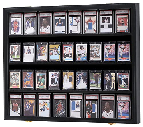 Image of KCRasan 36 Graded Sports Card Display Case - Baseball Card Display Case Lockable - Collection Card Display, Wall Display Frame for Basketball Football Hockey Trading Cards with UV Protection Acrylic