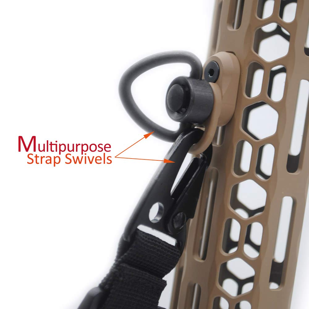 TRIROCK Sling Swivel Heart-Shape Loop with FDE color Push Button QD Base & Sling Mount with a Hole for Snap Clip Hook Spring