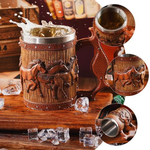 Taza Vikinga para Beber de Resina Evita Vuelcos: Jarra Gruesa Estable de Diseño Redondo 5
