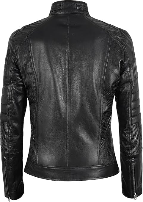 FH Girls Rose Gold Brando Leather Jacket - Girls Motorcycle Studded Black Biker Jacket2