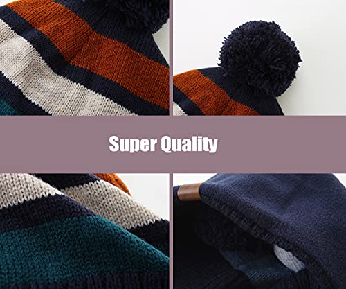 Image of Boys Winter Hat Baby Beanies with Earflap Upgrade Fleece-Lined Skiing Toddler Hat