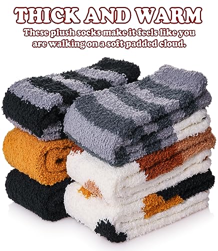 Image of FNOVCO Non Slip Socks for Women Winter Warm Cozy Fuzzy Slipper Socks Soft Fluffy Hospital Socks with Grips
