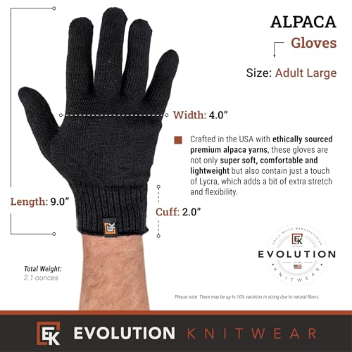 Evolution Knitwear Alpaca Knit Gloves - Made in The USA - Super Soft Baby Alpaca - Large3
