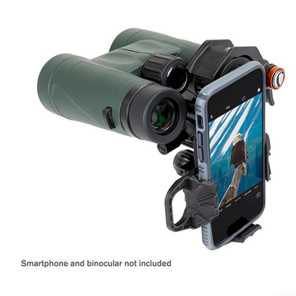 Adattatore per telescopio, regolazione a tre assi, per oculari da 35-60 mm, binocoli, monoculari, cannocchiali da vista, plastica robusta, nero, smartphone
