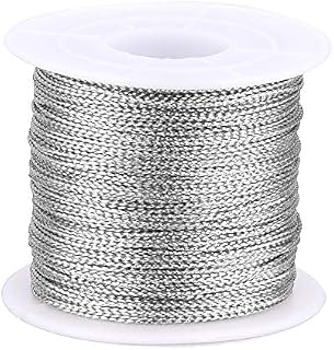 jijAcraft 100M Silver Twine String, Silver Thread Twist Ties with Coil, Silver Metallic String for Christmas String, Polyester String Jewelry Cord, DIY Craft String Thread and Packing String