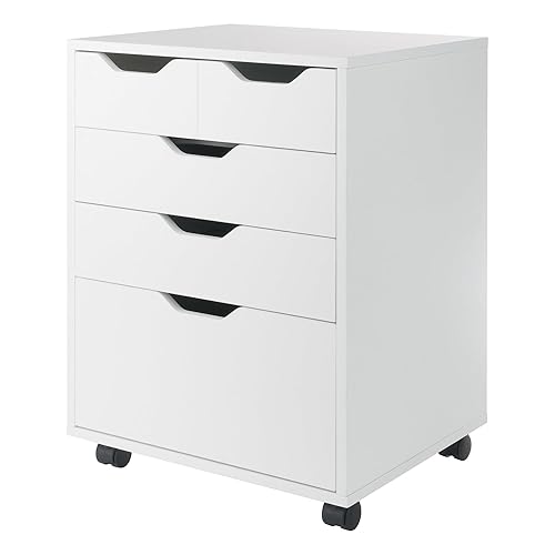 Winsome Halifax Bins & Drawers Mobile Cabinet, for Home Office, White - Bins & Drawers - White