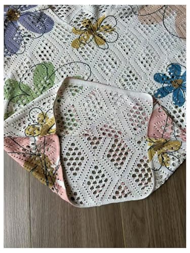 GORGLITTER Women's Hollow Out Floral Crochet Sweater V Neck 3/4 Sleeve Boho Summmer Knitwear Tops Apricot# 02 X-Large4