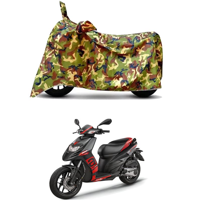 Image of Waterproof 100% PVC Coated Full Bike Scooty Two Wheeler Body Cover Compatible for Aprilia SR 160 /UV-Rays /Heat Protection /Birds Dropping /Scratchproof /Dust Proof s[6X6 Jungle Print]