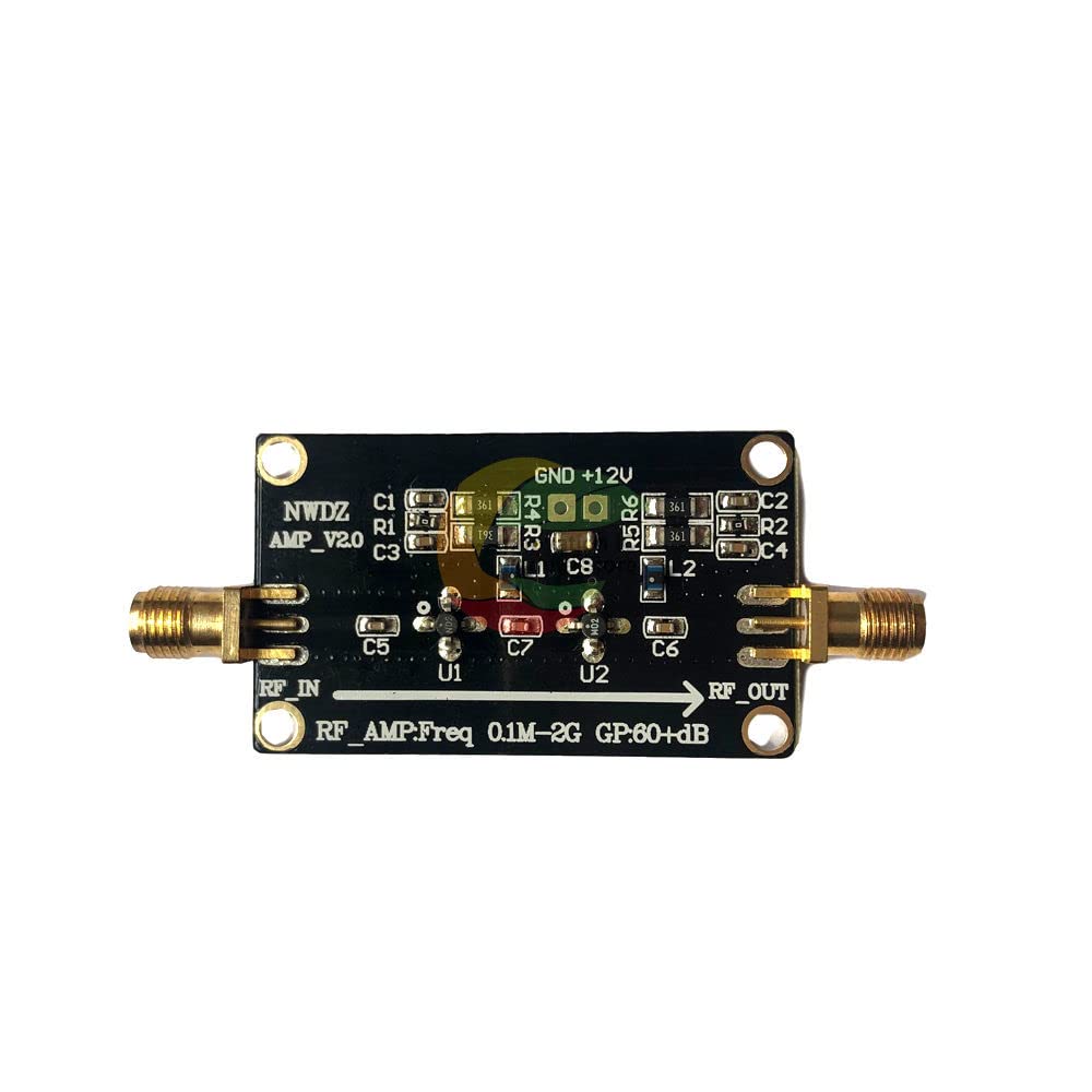 0.1M-2G RF Wideband Amplifier 60dB High Gain Low Noise Amplification Module Supplies Broadband Gain Amplification