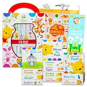 Disney Baby Winnie The Pooh My First Board Books Set – Bundle with 12 Winnie The Pooh Board Books for Toddlers, Kids Plus More | Winnie The Pooh Educational Toys