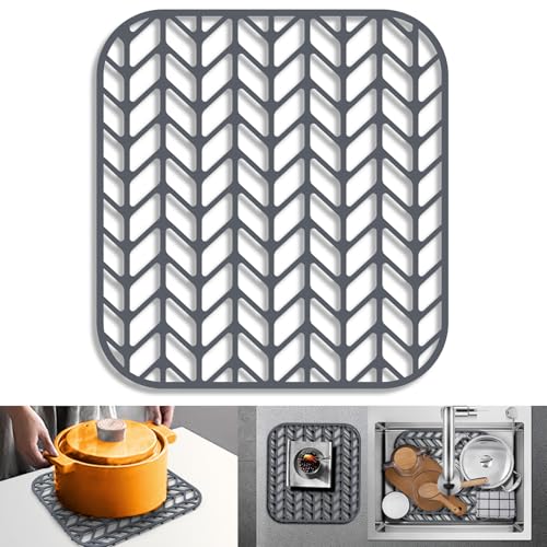 Sink Protectors for Kitchen Sink 12' 13' 16' 18' 19' 24' 26' 28' 29' 30' Silicone Sink mat| Silicone Kitchen Sink Mat for Bottom of Farmhouse(12.25'X11.5'Gray)