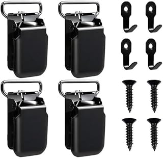 Tapestry Hanger Clips Wall Display, Iron and Hooks Rugs Car Mats Quilts, Hardware Kit with Screws, Black, 12 or 24(4 piece)