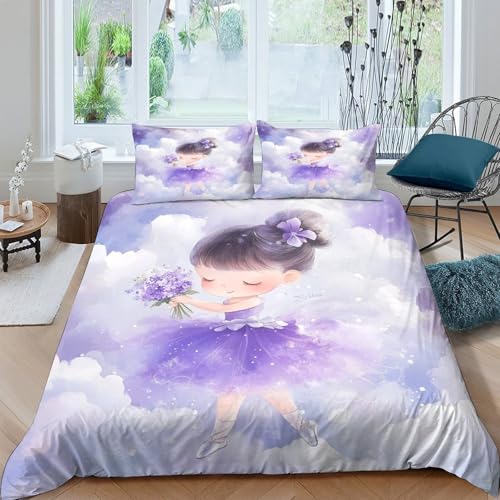 GPLZQXKJNH Juego de funda de edredón para niña, con 2 fundas de almohada, microfibra, estampado 3D, para dormitorio, apartamento, estudiantes, individual (135 x 200 cm)