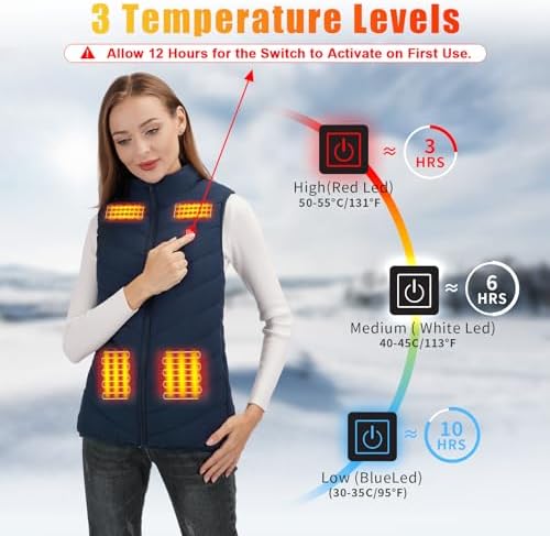Rrtizan Heated Vest for Mens and Womens with Power Bank, Heated Gilet with 3 Temperature Levels and Heat Sheets, Sleeveless Electric Heated Jacket, Washable Heated Body Warmer for Outdoor