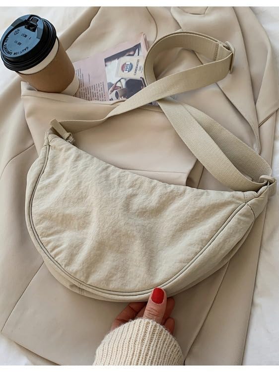 Nylon Hobo Crescent Crossbody Bag for Women,Dumpling Bag Moon Shoulder Bag4