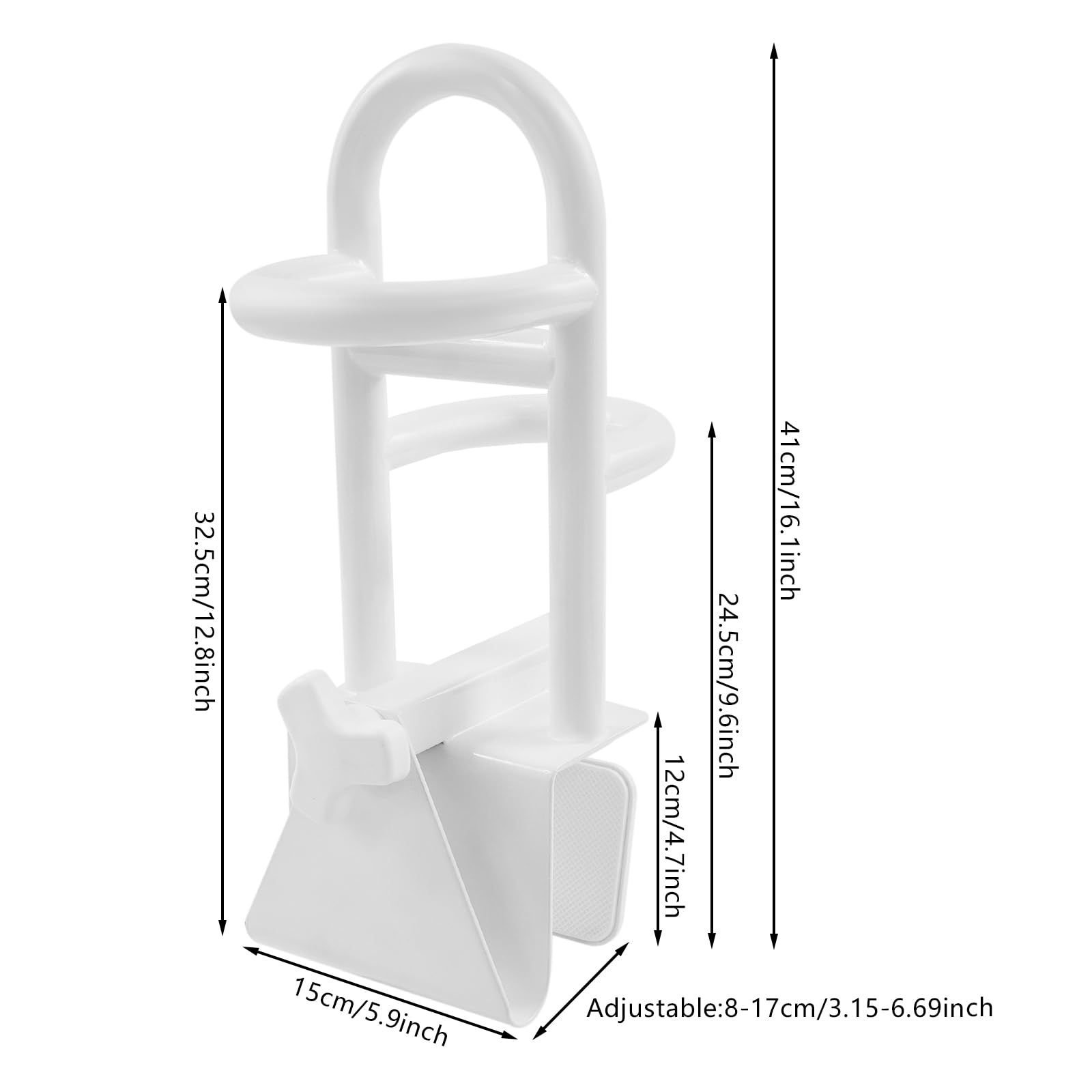 Tirador de bañera triple para barandilla de seguridad, barra de 15 x 41 cm, asidero para la bañera y personas mayores, color blanco