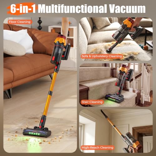 Image of Cordless Vacuum Cleaner for Home, 55Kpa Suction, Up to 70-Min Runtime, Gold
