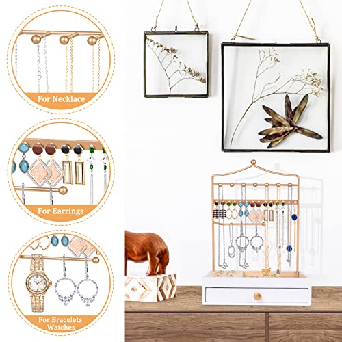 Teamkio Jewelry Organizer with Large Storage Drawer, Jewelry Stand, Jewelry Holder for Necklace, Rings, Bracelets, Watches - Image 3