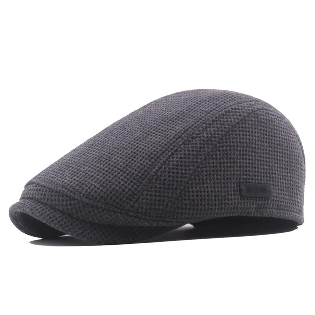ZSLKDL Grey Winter Beret Men's Retro Forward Cap Thickened Warm Newsboy Cap