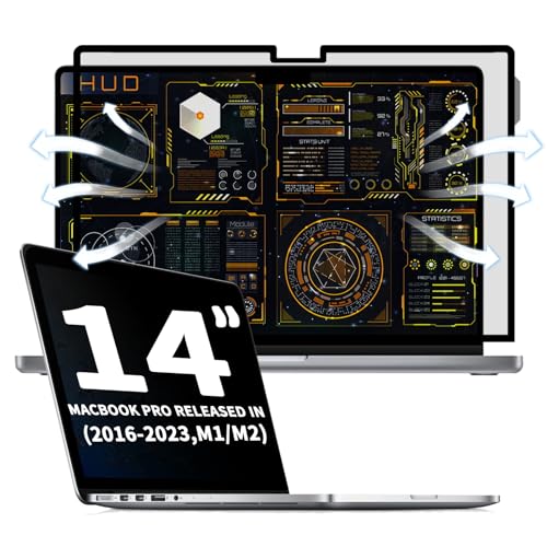 Removable Vacuum Adsorption Screen Privacy Film for MacBook Pro 14 Inch (2021-2023, M1, M2, M3)-A2918 A2992 A2442 A2779, Anti-Spy/Anti Fingerprint/Anti Blue Light/Bubble Free