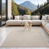 the carpet Santo Plus Outdoor Teppich – Beige, 240 x 340 cm – Wetterfest & Pflegeleicht, Balkon Teppich, Terrasse & Garten, Flachgewebe Indoor & Outdoor, Modern für Wohnzimmer & Schlafzimmer