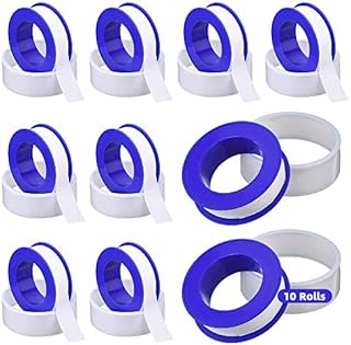10 Pack PTFE Thread Seal Tape, ARPDJK 12mm x 10m (1/2 inch) Teflon Threaded Sealing Tape, Pipe Sealant Tape for Plumbers Plumbing Leak Water - White