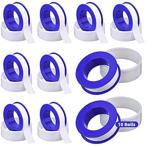 10 Pack PTFE Thread Seal Tape, ARPDJK 12mm x 10m (1/2 inch) Teflon Threaded Sealing Tape, Pipe Sealant Tape for Plumbers Plumbing Leak Water - White Cover