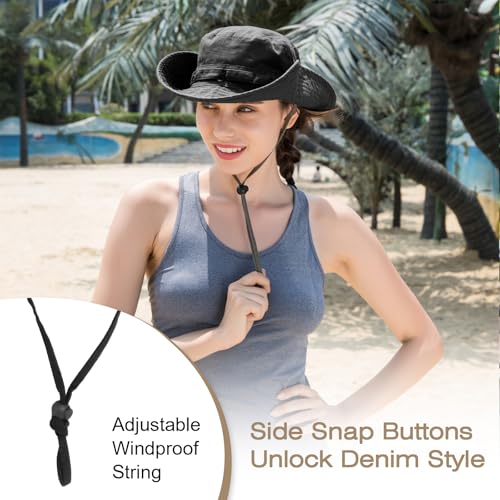 Image of Bucket Hat Wide Brim UV Protection Sun Hat Boonie Hats Fishing Hiking Safari Outdoor Hats for Men and Women