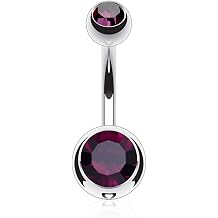 FIFTH CUE Titanium Belly Button Ring - 6AL-4V-ELI ASTM F-136, Silver and Gold Belly Button Piercing Jewelry, Belly Rings with 4mm & 6mm Balls, Lengths 8mm, 10mm, 12mm