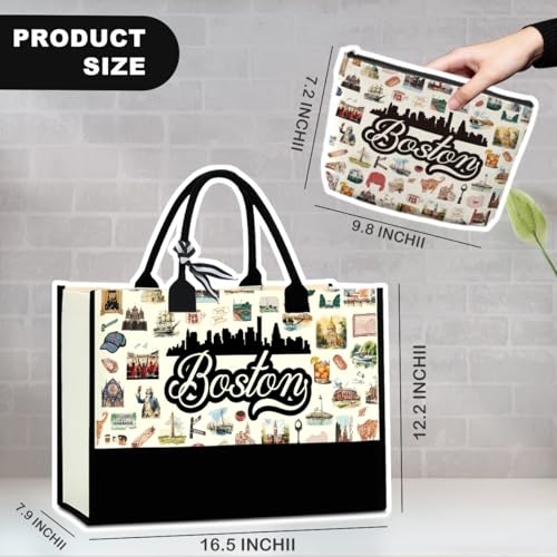 Boston Dallas Washington DC San Francisco Los Angeles China Travel Tote Bag Makeup Bag Set3