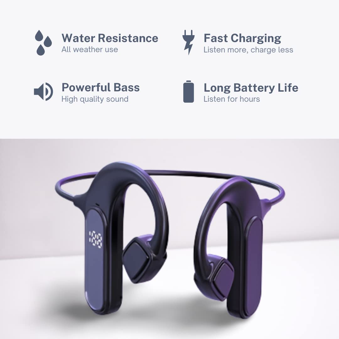 Rahs Bone Conduction Headphones Best Wireless Bluetooth Over The Ear Headphones with Bonus Ear Buds for Active Sports, Gaming, Business and Personal use.