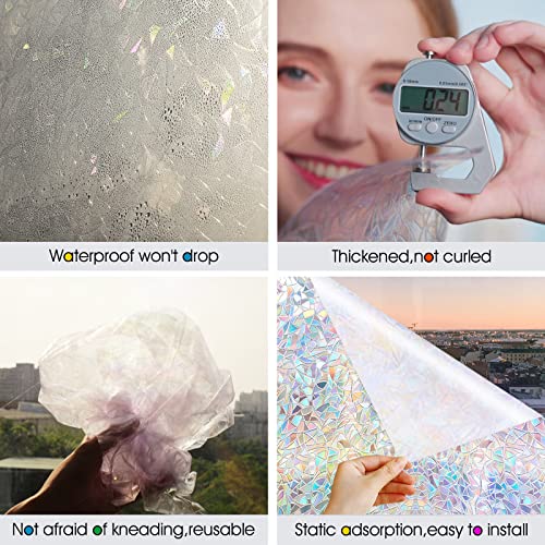 Stained Glass Window Film,3D Rainbow Window Film Give Away 3 Installation Tools,Static Privacy Window Clings,Window Tinting Decorative Film For Home,Uv Protection Window Stickers(35.4Inch×157.4Inch) #TOP5