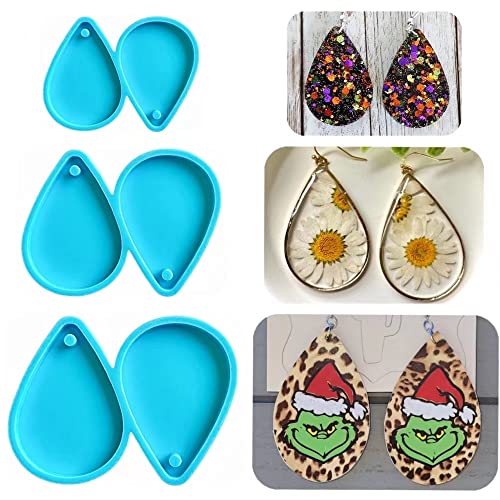 3Pcs Teardrop Resin Earring Mold, Shiny Silicone Molds For Epoxy Resin Crafts, Resin Jewelry Ornament Molds, Diy Jewelry Making Supplies For Women Girls, 3 Sizes Bundle Small Medium Large #TOP4