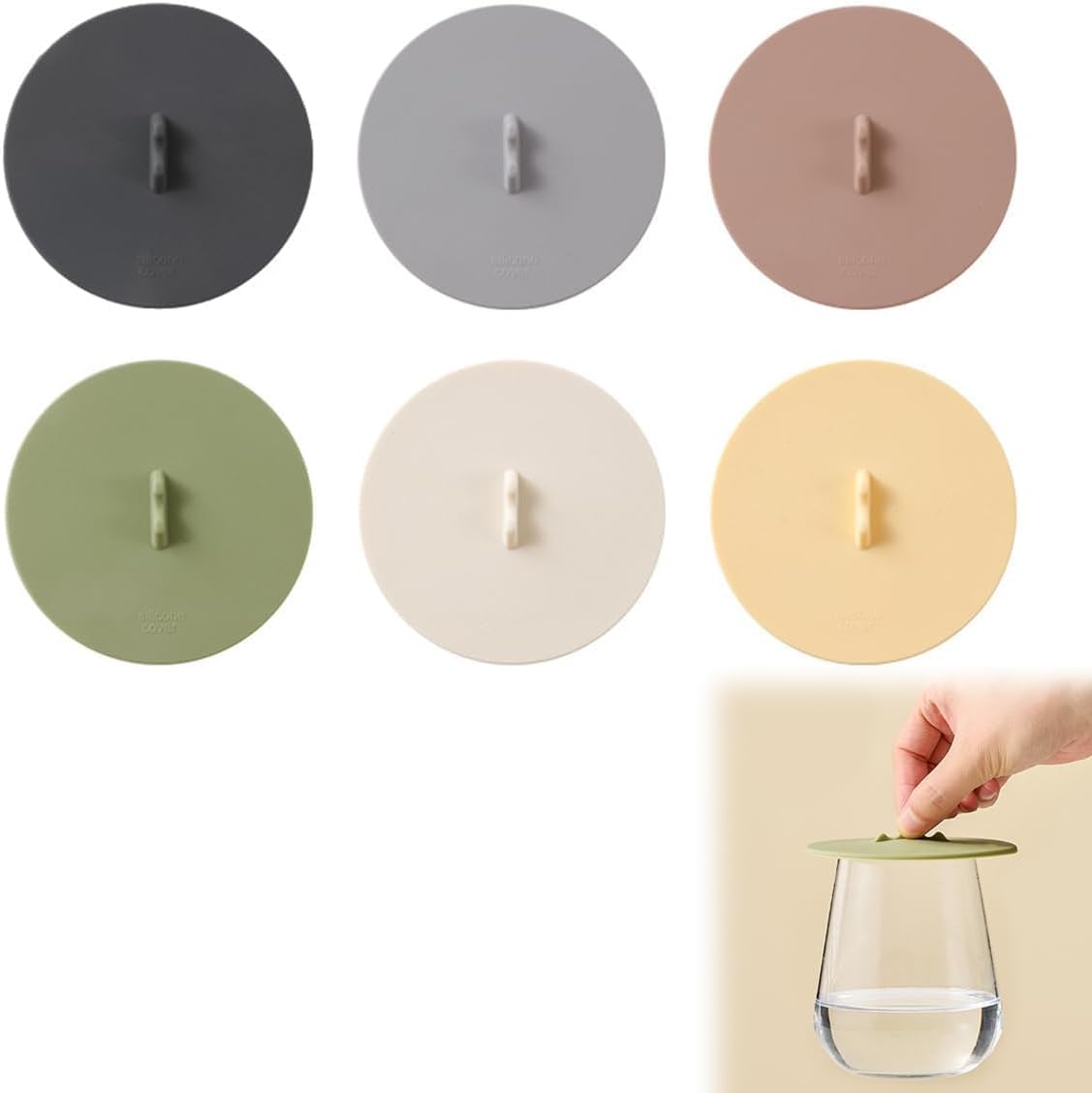 Silicone Cup Lids Silicone Cup Covers, 6 color Design, Food Grade Anti-dust Airtight Seal Lids for Mugs, Tea Cups, Coffee Cup 6pcs