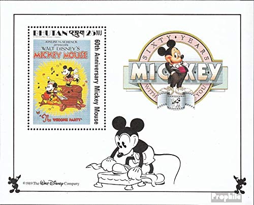 Prophila Collection Bhutan Michel.-No..: Block 182 1989 Walt-Disn.-Fig Micky Maus (Francobolli per i Collezionisti) Fumetto