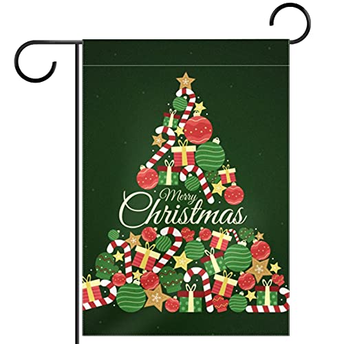 Drapeau de jardin de bienvenue sapin de Noël double face extérieur 30x45