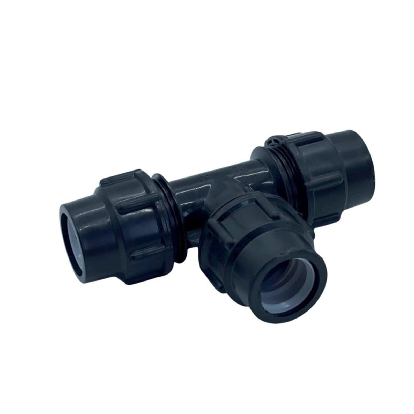 Conector en T de 3 vías Accesorios de tubería Grifo unión rápida Tres vías Conector Tubo plástico Agua riego(Black,63mm)