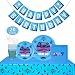 Video Game Party Supplies - 142 PCS Game On Party Decoration for Boys Birthday Party, Banner, Plates, Cups, Napkins, Tablecloth, Spoon, Forks, and Knives, Serves 20