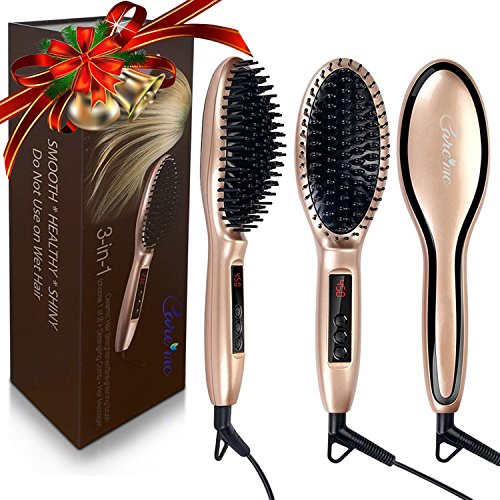 Care me Hair Straightening Brush for Beauty Salon Styling, Professional Electric Straightener Comb, Ceramic Heated Plate, Straighten Frizz Hair Into Smooth Silky Straight