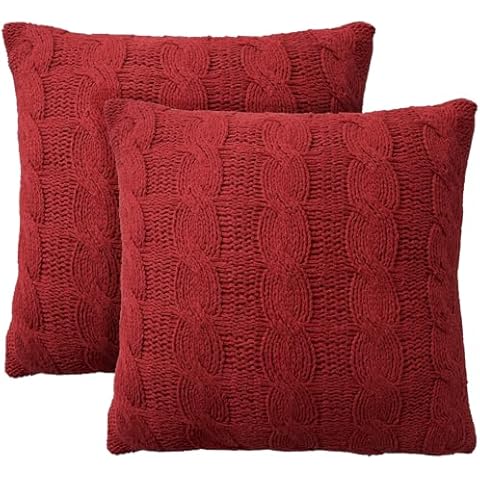 Mina Victory Lifestyle Throw Pillow, 18" x 18" Set of 2, Red Cover