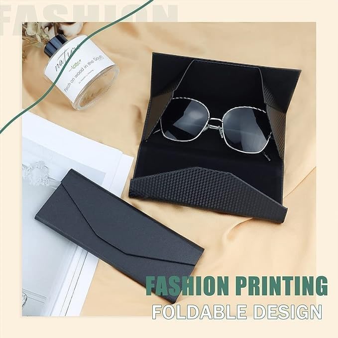 Image of Sunglasses Case | Foldable Magnetic PU Leather Hard Shell Specs Cover for Women and Men | Compact Travel Sunglasses Box for Eyeglasses, Reading Glasses, and Shades