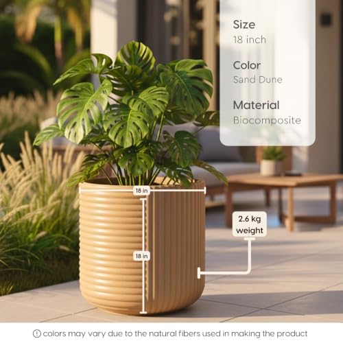 Image of Eha Earth Friendly Elanza Big Planters for Home Decor | 18 inch, Pack of 1 | Plant Pot Made with Rice Husk | UV Protected Pot for Plant | Pots & Planters Big Size | Dune