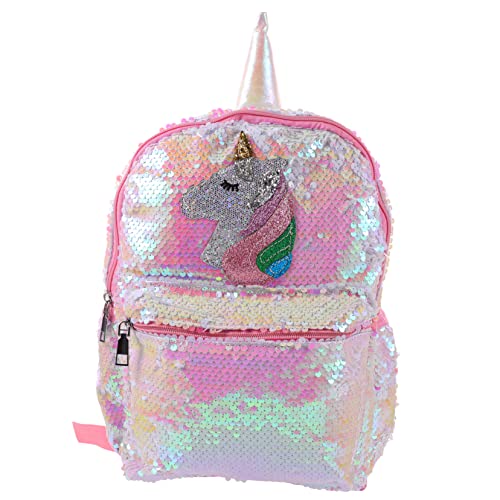 PACKOVE Rosa Glänzender Mädchenschulrucksack Mit Pailletten-Einhorn-Motiv Großer Stauraum Leichter Modischer Rucksack Für Schule Freizeit Und Reisen Geeignet Für Studentinnen