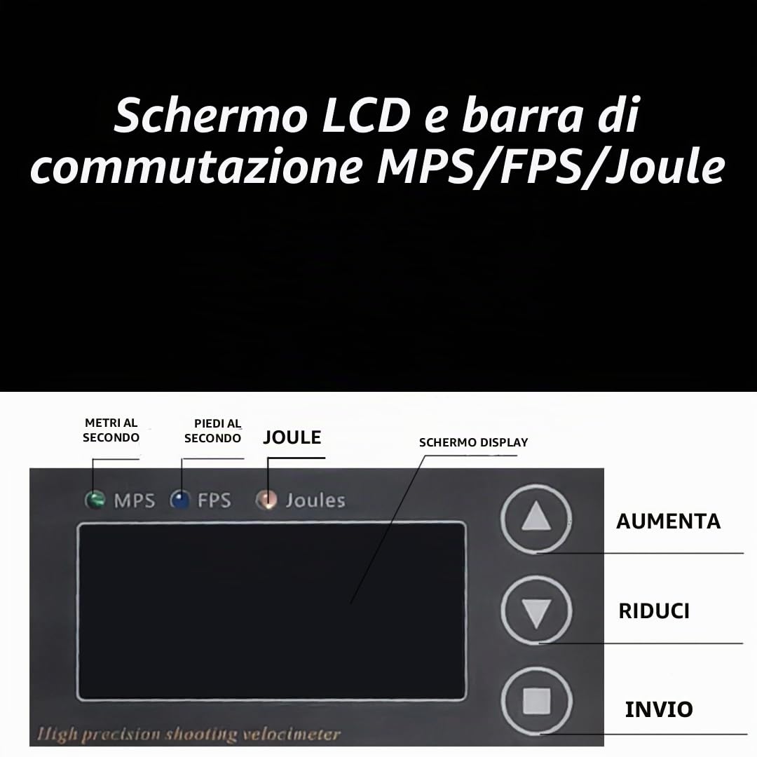Misuratore di velocità, cronografo balistico per fucili, tester di velocità di precisione con schermo LCD FPS MPS misura per tiro con l'arco freccia