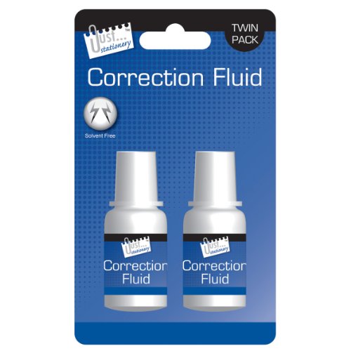 Just Stationery Correction Fluid (Pack of 2 x 13ml Bottles) - Solvent Free Official New Pack