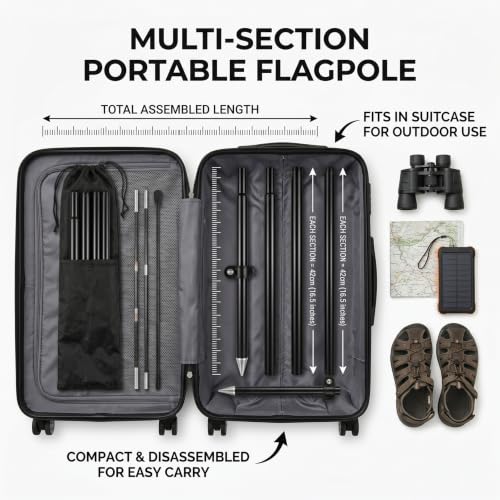 Kit de mât de drapeau 1,6x6,6 pieds avec mât de bannière multi-sections