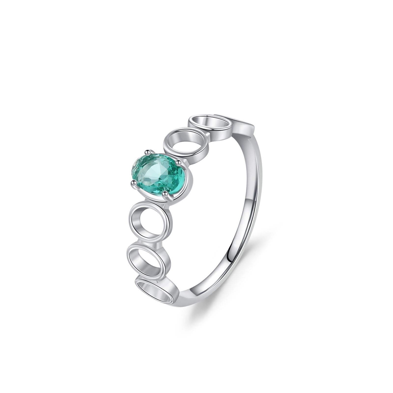 Anillos de mujer de oro auténtico, alianzas solitarias con turmalina de 0,5 ct, anillo de compromiso, oro blanco, anillos para mujer